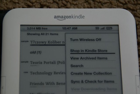 Kindle 3 menu i polskie znaki