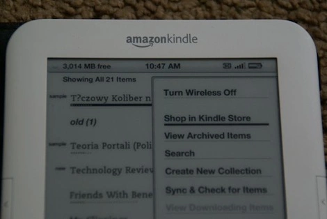Kindle 3 menu i polskie znaki 