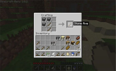 Minecraft_Beta_1_0_2_crafting_a_stone_axe