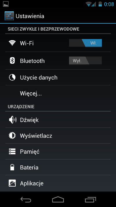 screen ustawienia