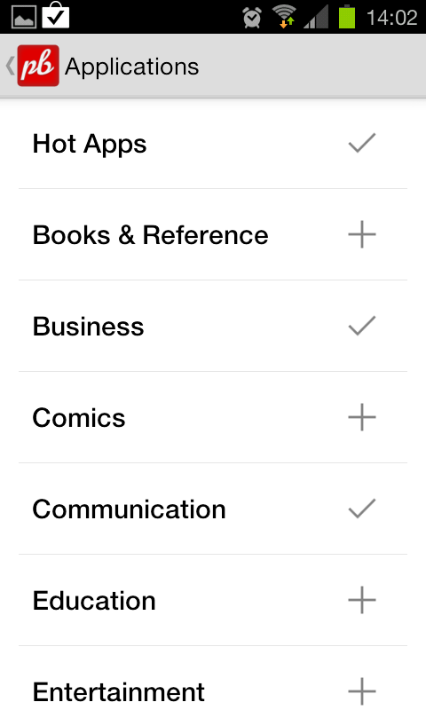 Playboard Personal App Guide kategorie