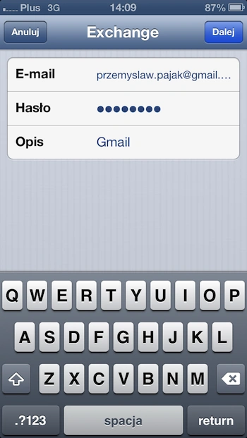 Google account on iPhone, 2