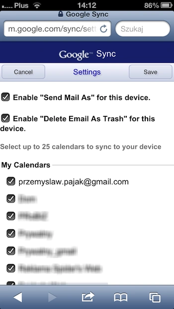 Google account on iPhone, 6