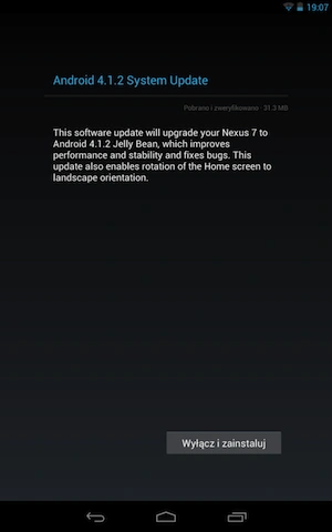 Android 4.1.2, Nexus 7, aktualizacja 