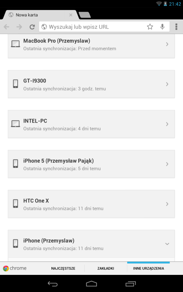 Chrome, Nexus 7