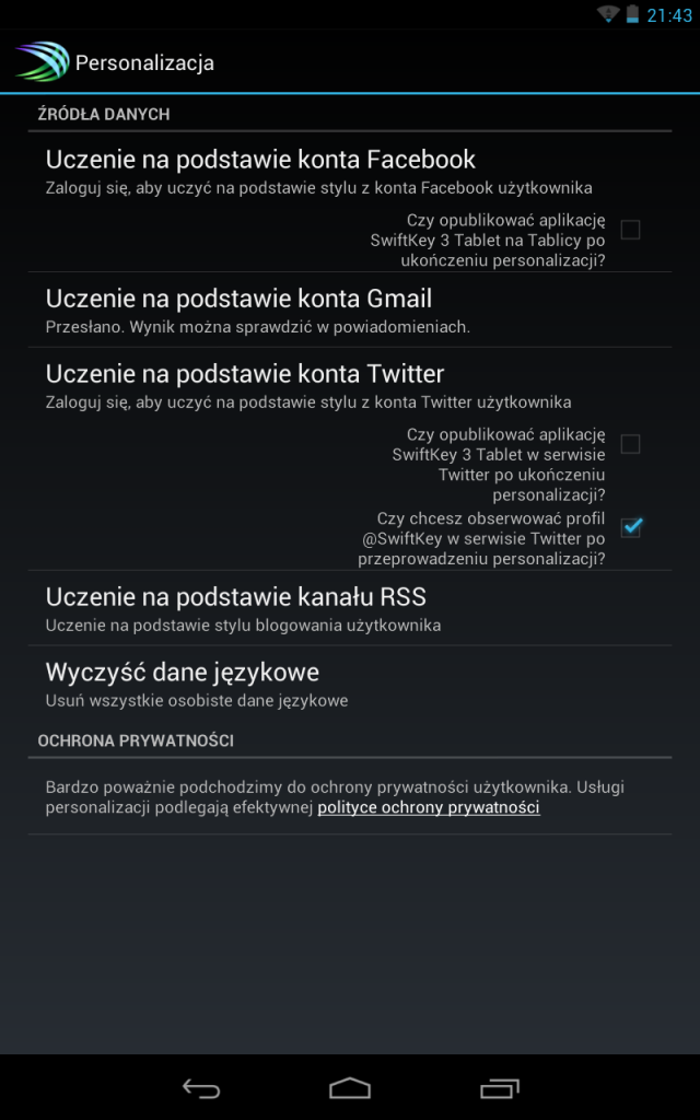 Swift Key 3, Nexus 7