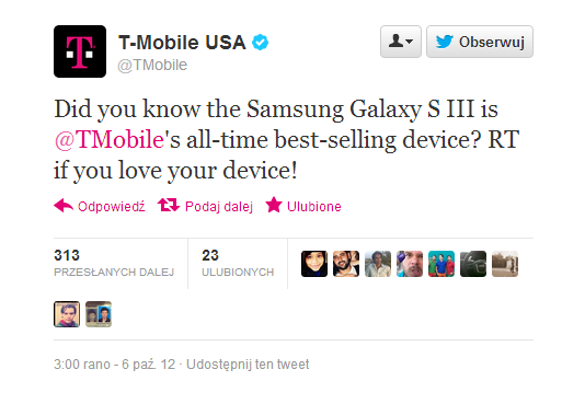TMobile sprzedaje Samsunga Galaxy S III