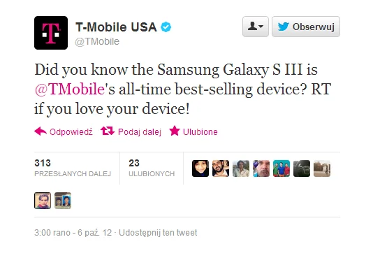 TMobile sprzedaje Samsunga Galaxy S III
