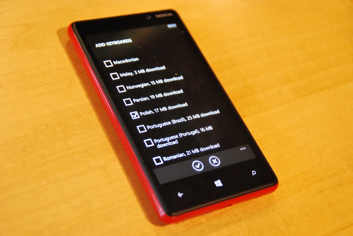 Windows Phone 8 keyboard