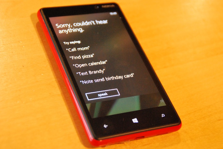 Windows Phone 8 voice control panel
