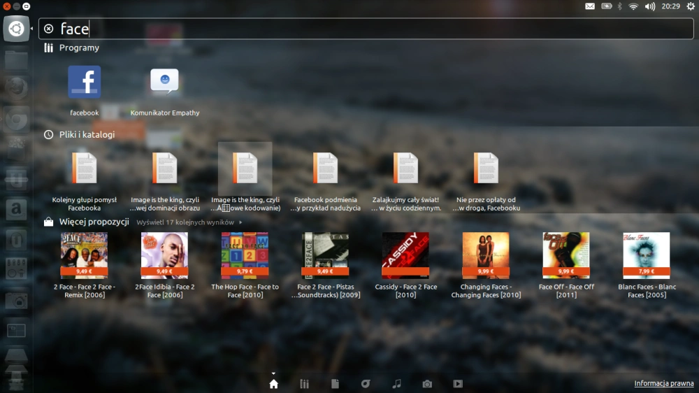 dash ubuntu wyszukiwanie