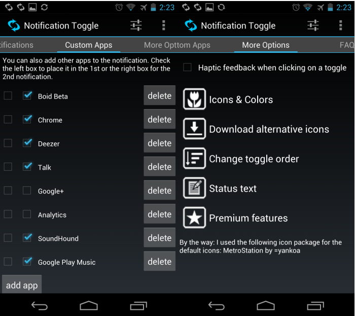 notofication toggle x