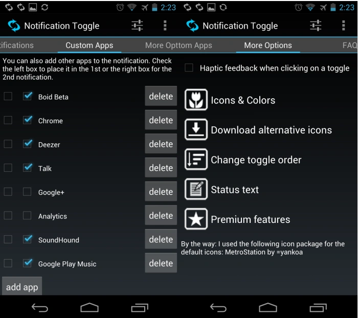 notofication toggle x