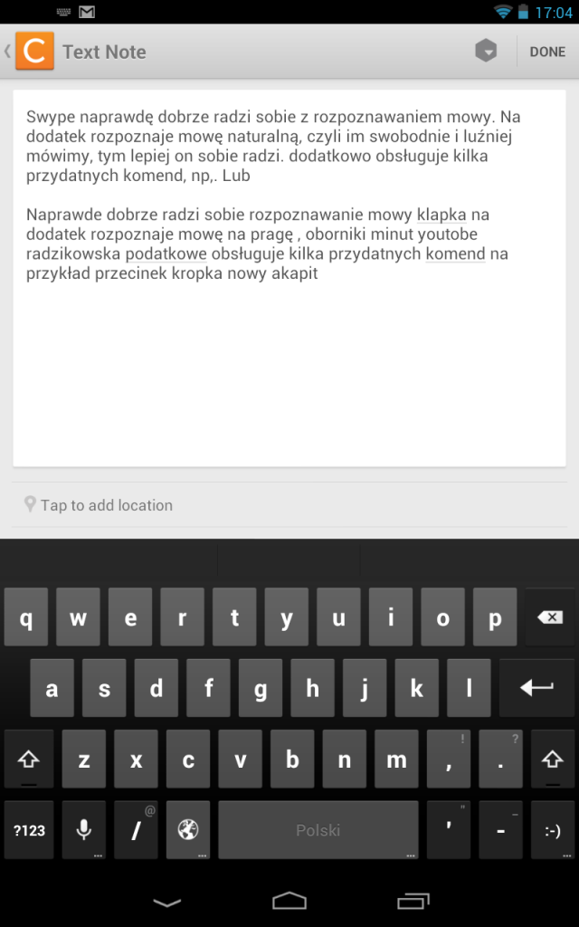 swype przyklad