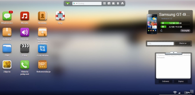 AirDroid – interfejs apliakcji webowej