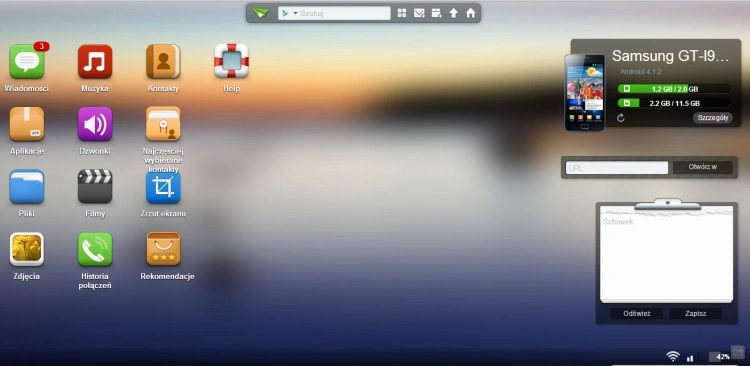 AirDroid &#8211; interfejs apliakcji webowej 