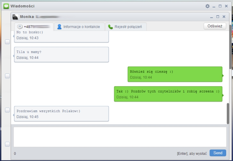 AirDroid – okno rozmowy