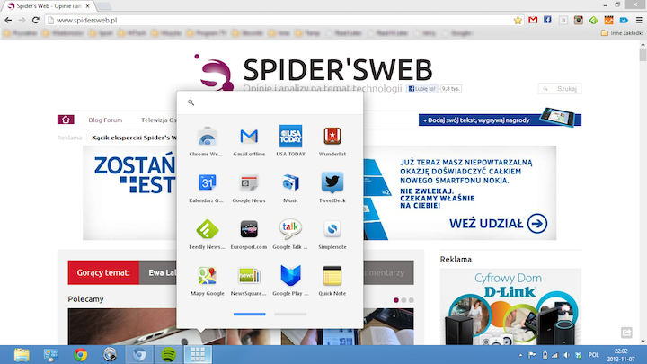 Chromium launcher aplikacji na karcie