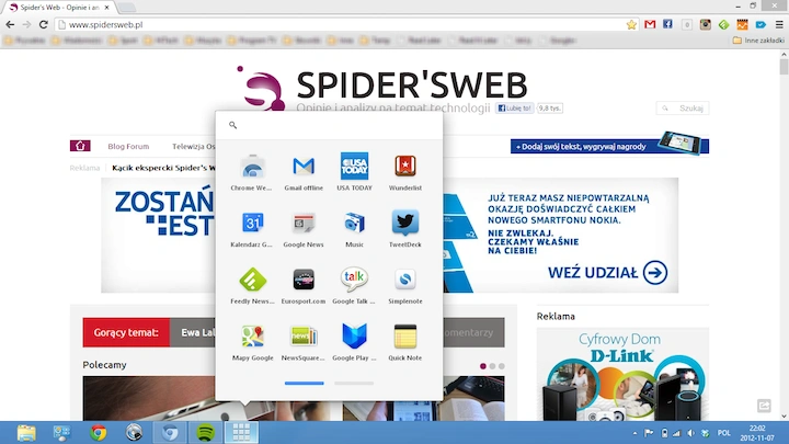 Chromium launcher aplikacji na karcie 