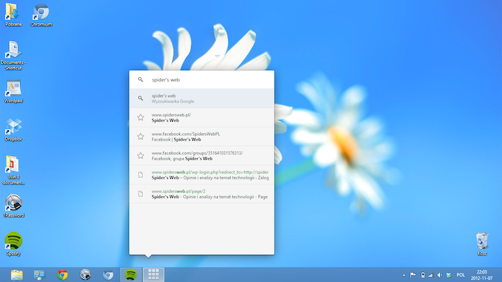 Chromium launcher aplikacji wyszukiwanie