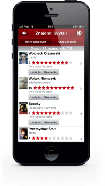 Filmweb iPhone oceny znajomych