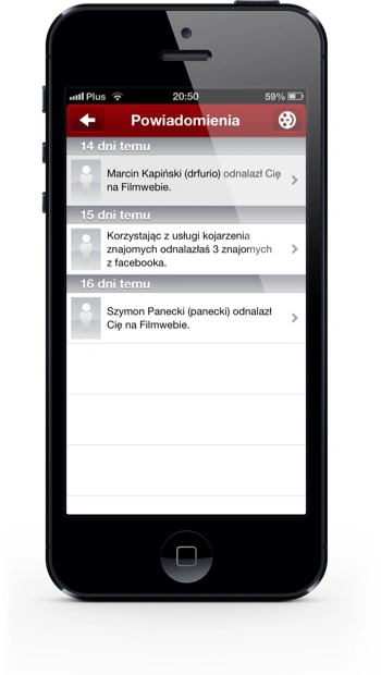 Filmweb iPhone powiadomienia