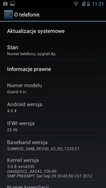 ZTE Grand X In Android 4.04