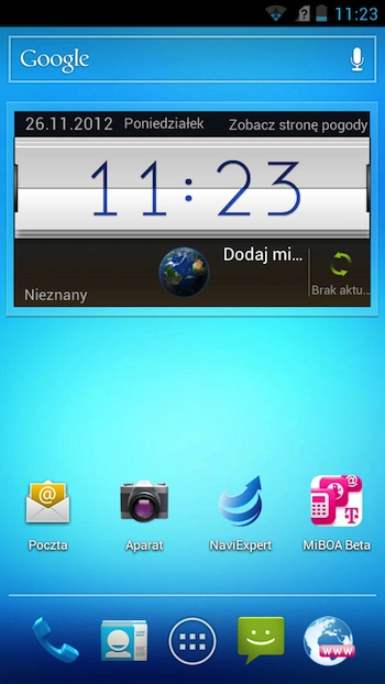 ZTE Grand X ekran startowy
