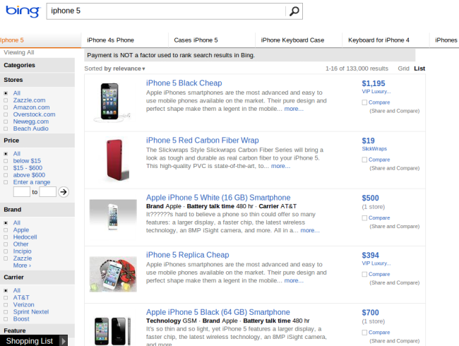bing shopping