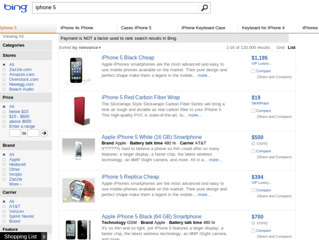 bing shopping