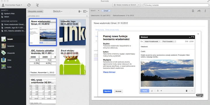 evernote 5 beta, widok 
