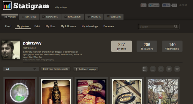 statigram widok profilu