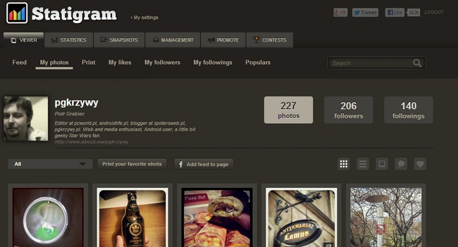 statigram widok profilu 