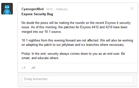 CM Exynos bug