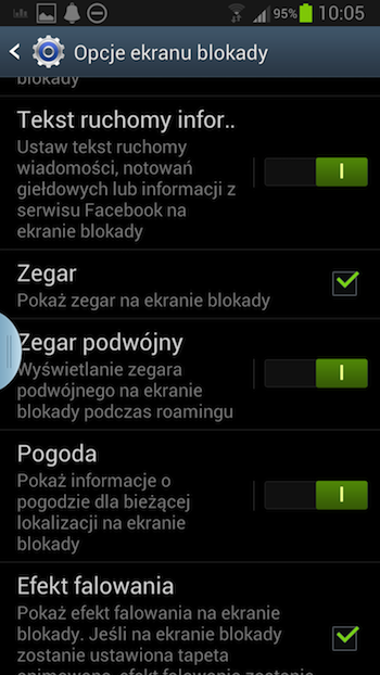 Galaxy S III premium suite p1 opcje ekranu blokady