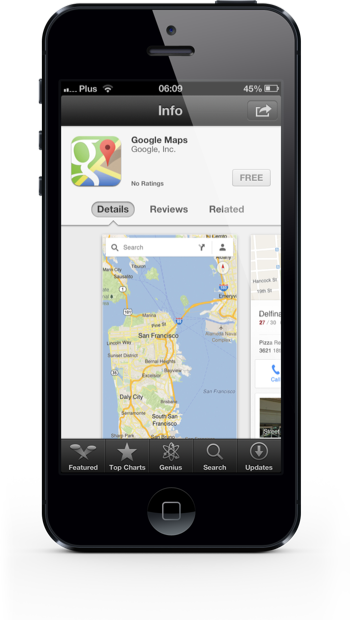 Mapy Google iOS 