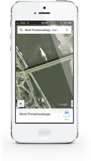 Mapy Google iOS most 