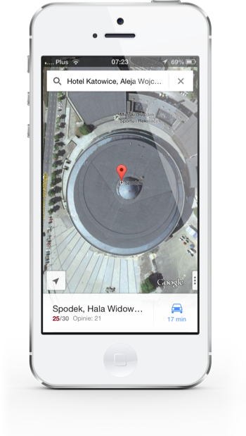 Mapy Google iOS spodek katowice 