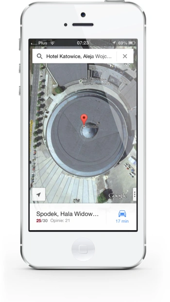 Mapy Google iOS spodek katowice