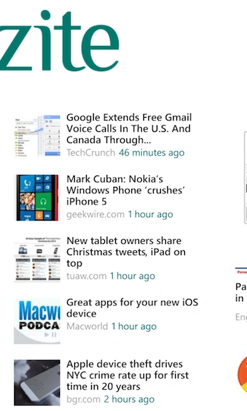 Zite Windows Phone 1 