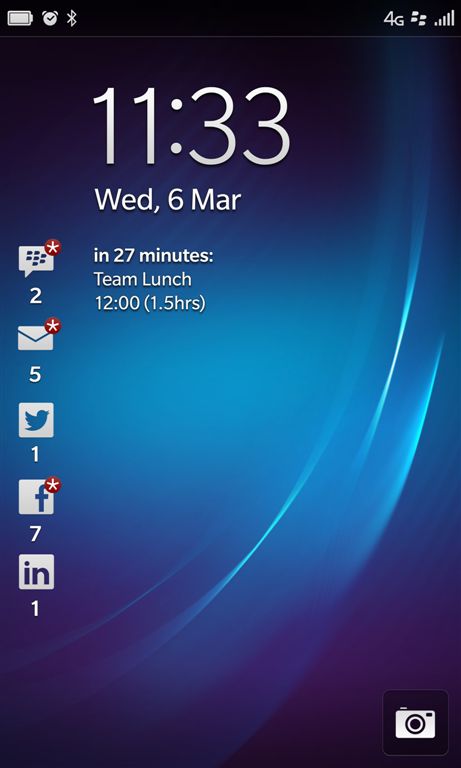 BlackBerry 10 locked screen 