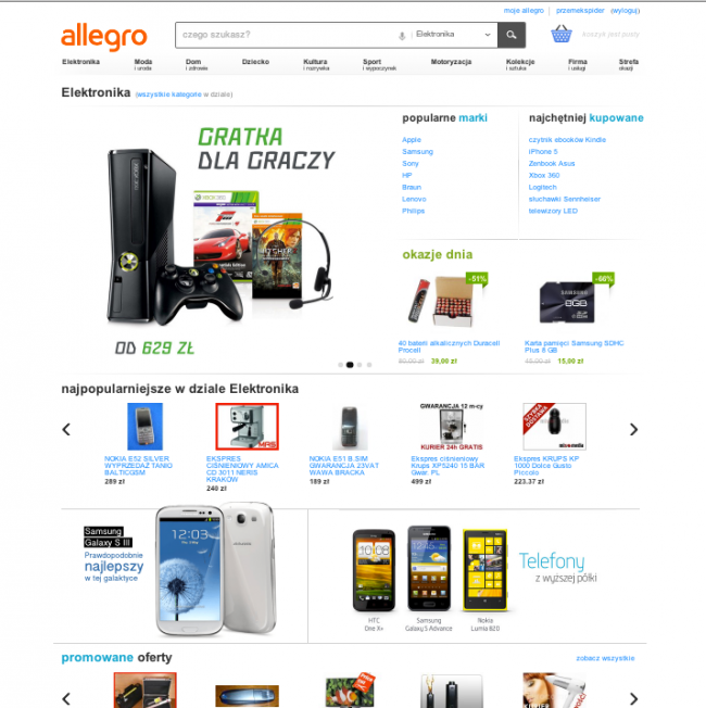nowe allegro kategoria elektronika