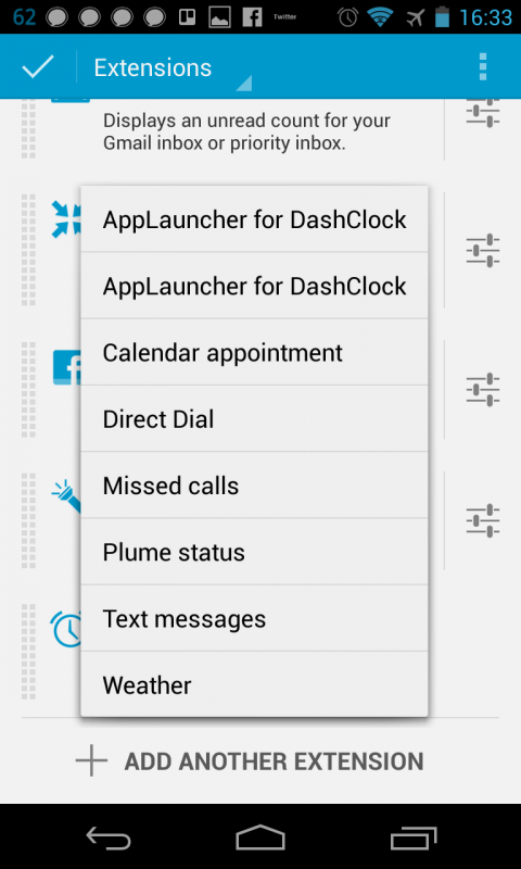 dashclock settings