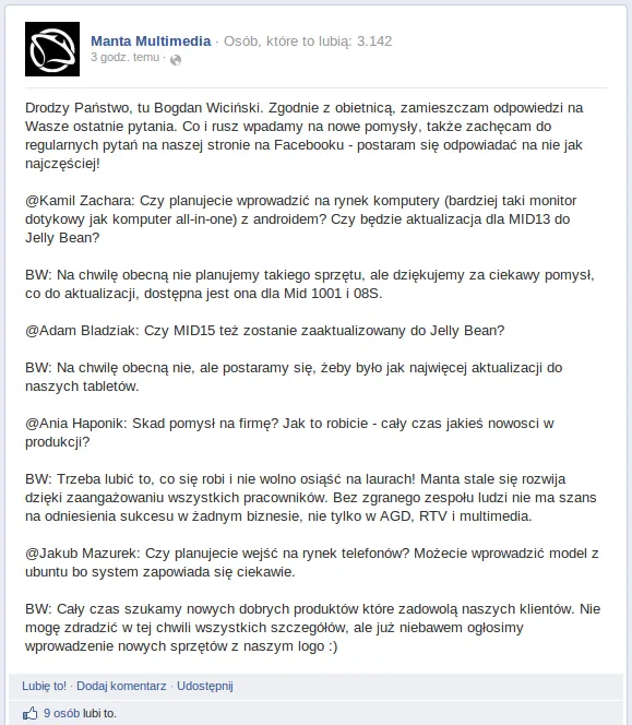 manta facebook
