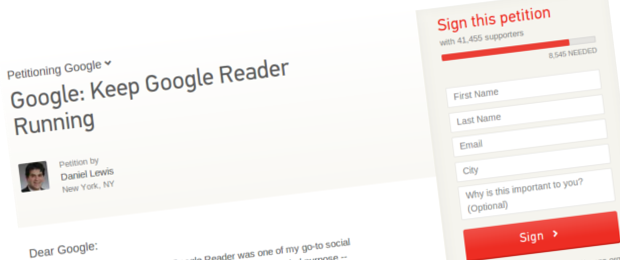 Petycja Google Reader przeciwko zakończeniu usługi - podpisz ją!