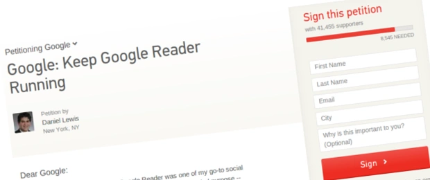 Petycja Google Reader przeciwko zakończeniu usługi - podpisz ją!