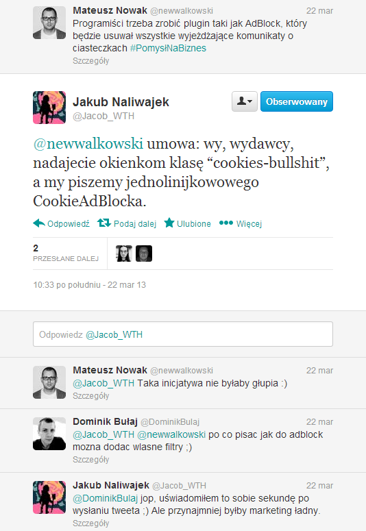tweet zablokowac ciasteczka