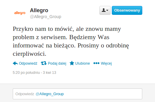allegro awaria