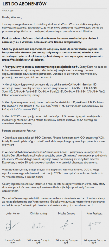 listt do abonentow nc plus 