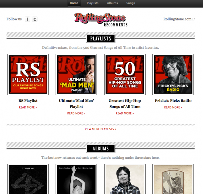 Rolling Stone recommendations – Spotify